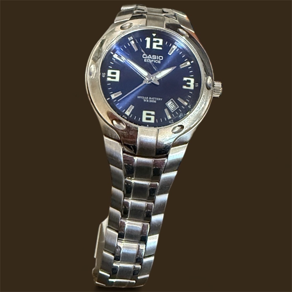 Casio Edifice Stainless Steel Silver Watch Blue Dial face sporty designer - Picture 8 of 8